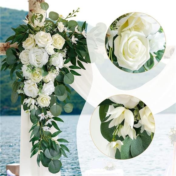 Artificial Wedding Arch Flowers Kit(Pack of3),with 26Ft White Color Wedding Arch - Picture 2 of 7